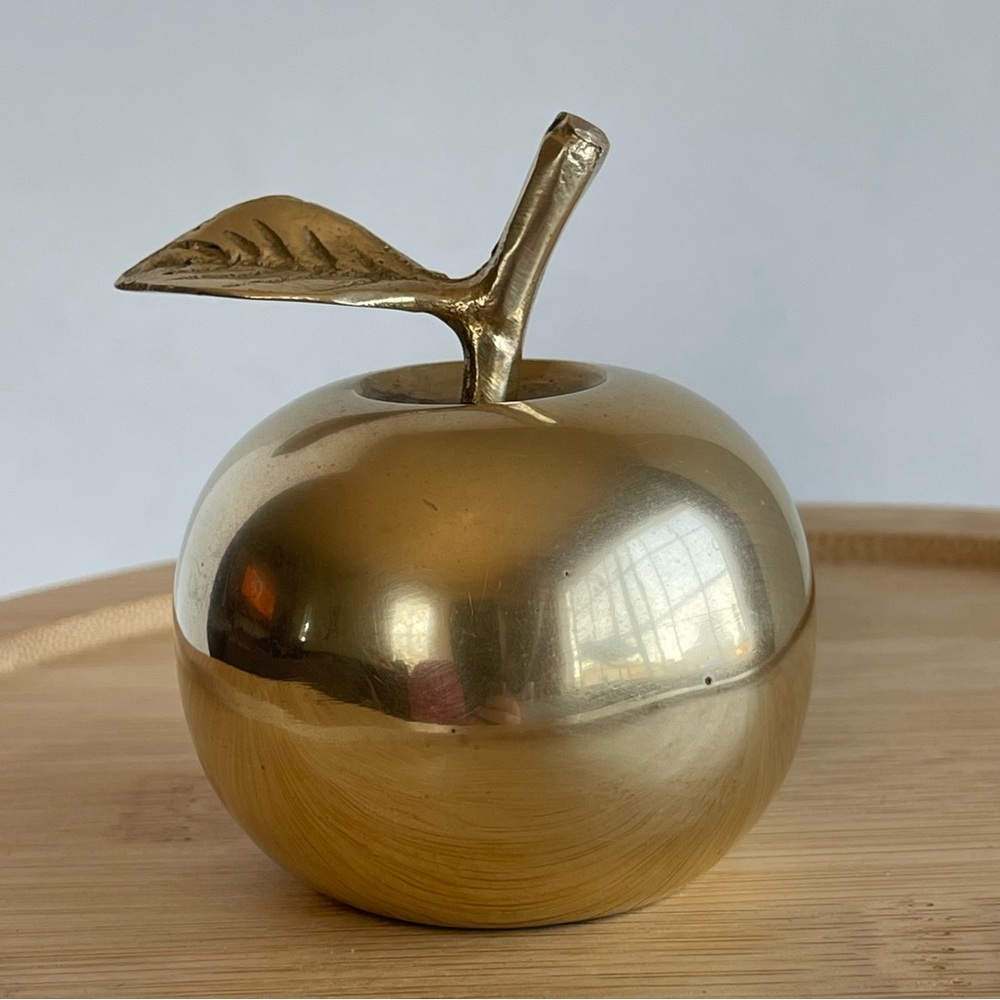 Vintage Brass Apple Paperweight Bell